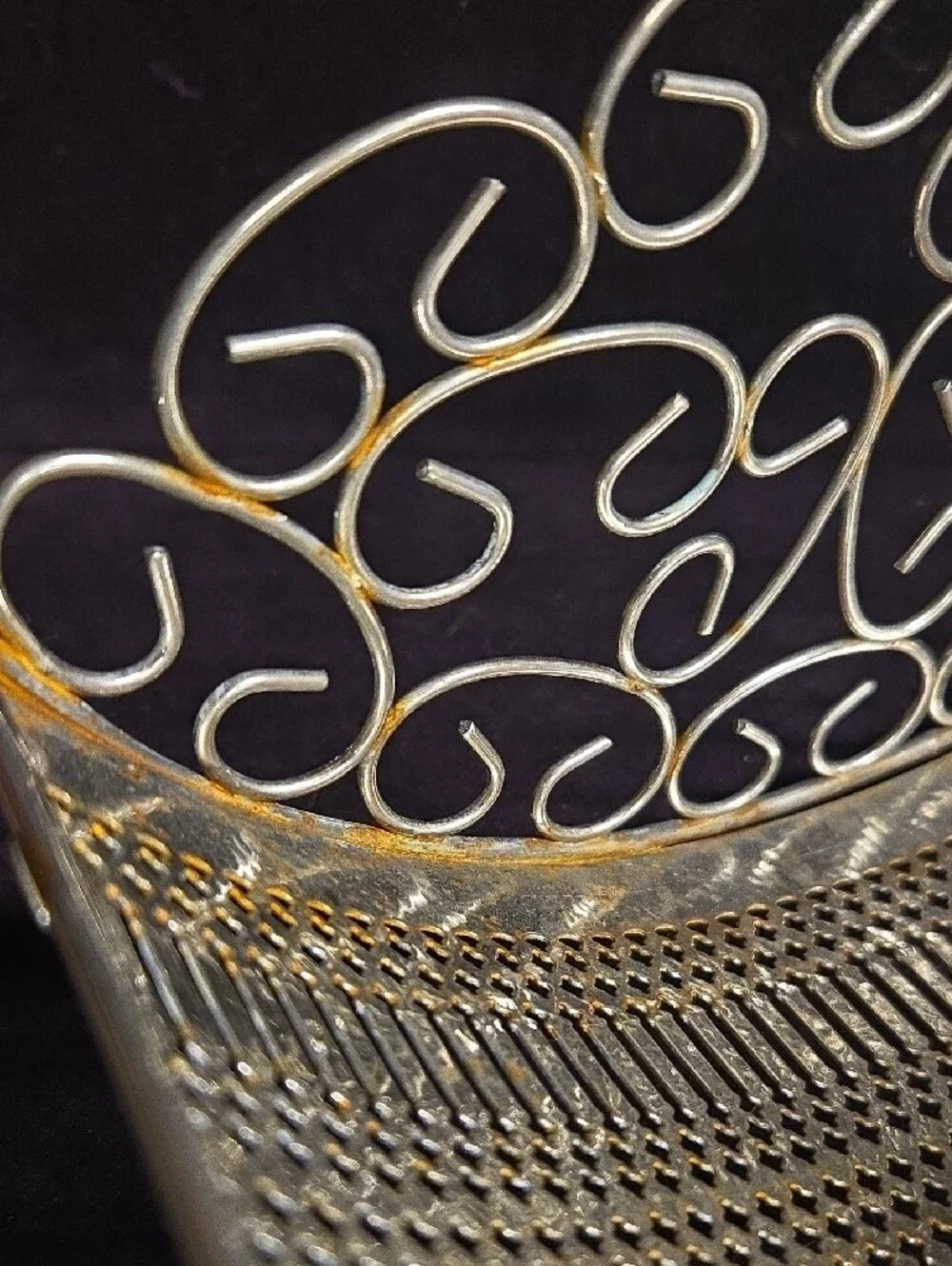 Ornate Scrollwork Metal Basket - Silver Decorative Home Accent
